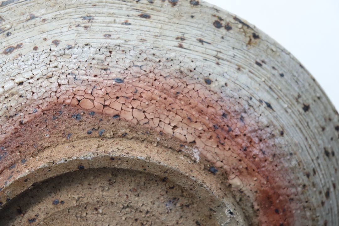 益子焼　坂田甚内作　灰釉波紋大皿　送料込み250617