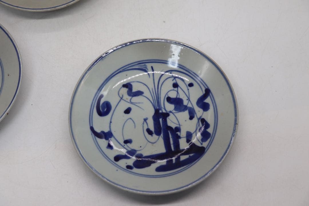 中国　清時代　染付中皿3点　アンティーク　送料込み250218