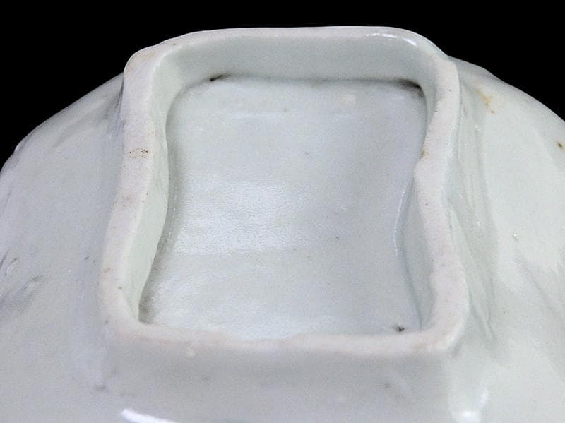 古伊万里　染付　型刷印判　幾何学文様の図　変形皿　江戸期　E649AS-CTm