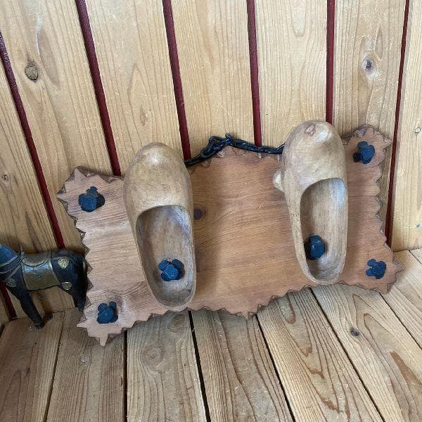 ヴィンテージ*ウッド サインボード*木製 看板*クロンプ木の靴シューズ*店舗什器