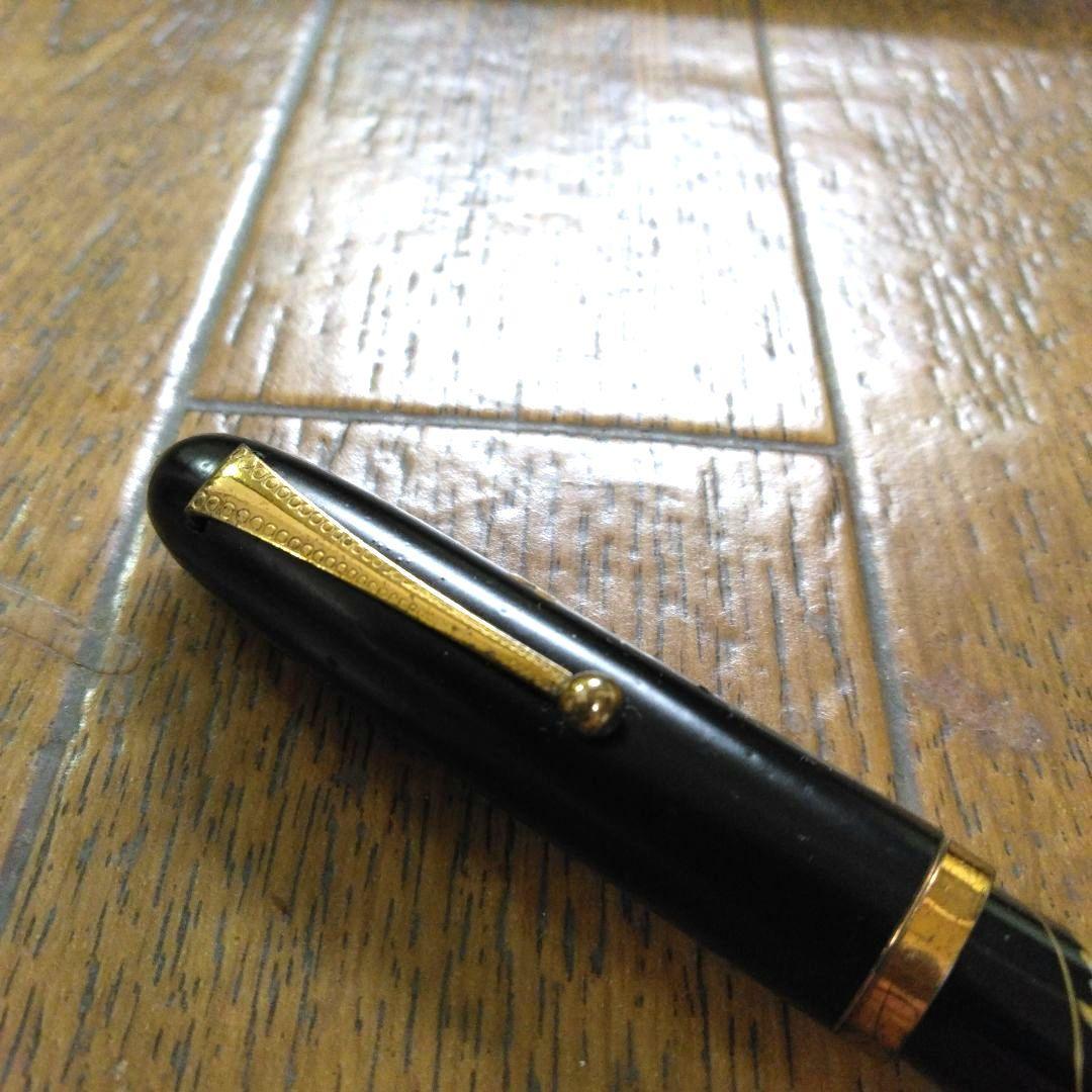 【稀少・貴重】戦前　漆塗　蒔絵万年筆　14K　インク止め　大正　昭和初期　古道具