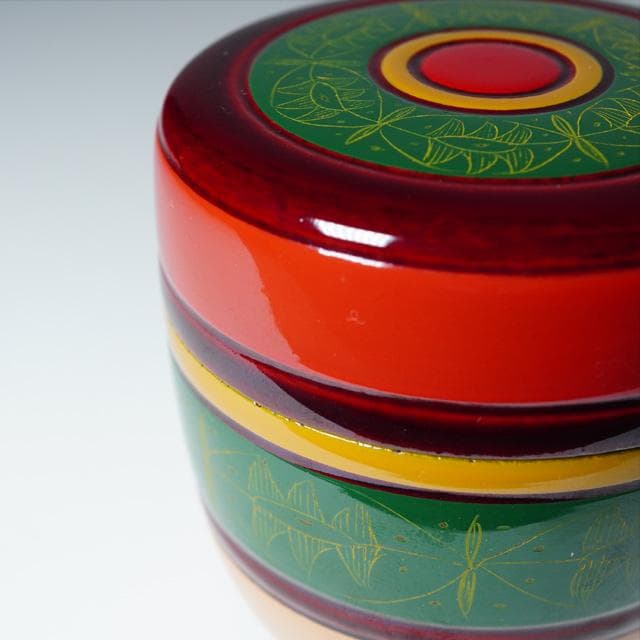 関翠雲　独楽塗沈金彫り中棗・香合揃　共箱　茶道具　茶器　漆器