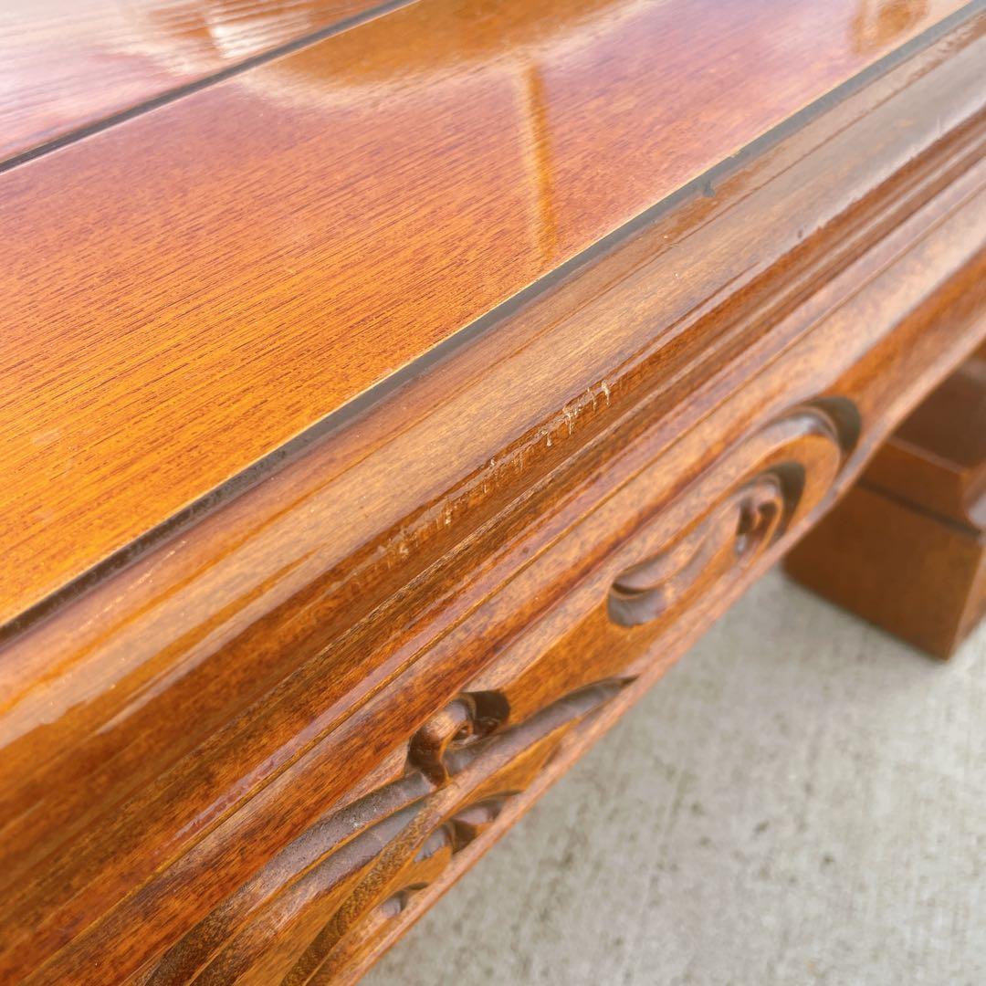 唐木家具 彫刻 花梨家具 木製座卓 ダークブラウン 和室 アンティーク