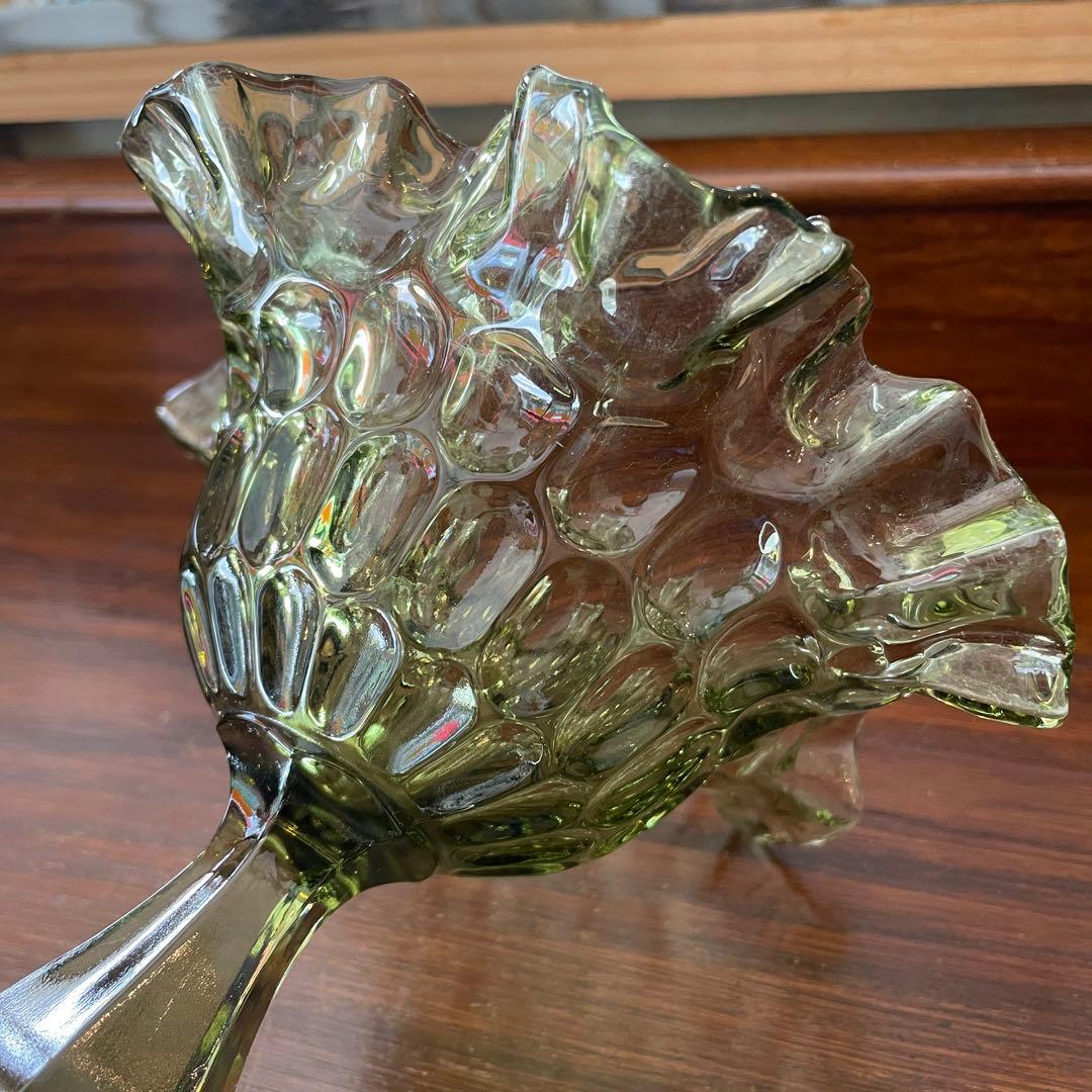 希少芸術品！50s〜 アメリカアンティークFenton深緑フェントンガラスUSA