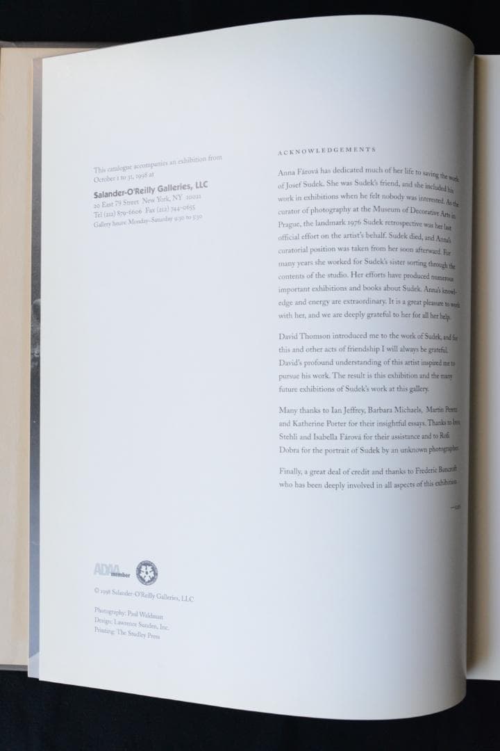 【Josef Sudek: Pigment Prints】★新品・未読品・美本