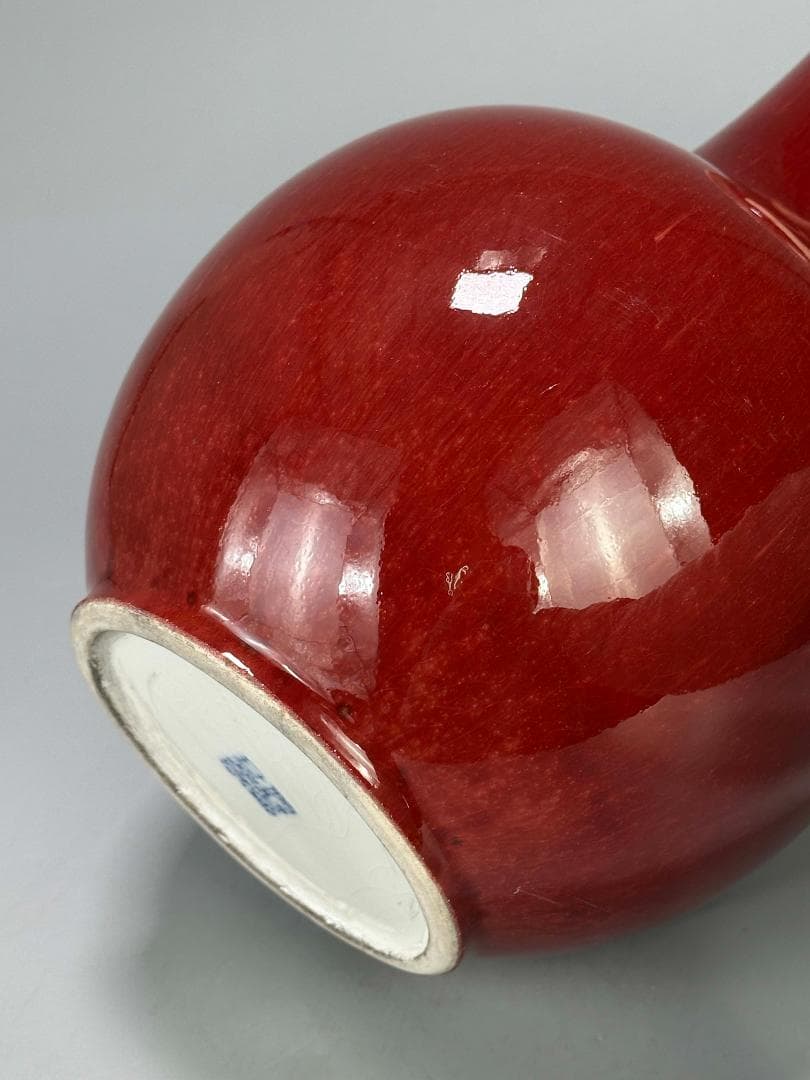 中国美術　中国景徳鎮製 　在銘　辰砂大花瓶　紅釉賞瓶　花入花器　華道具　時代物