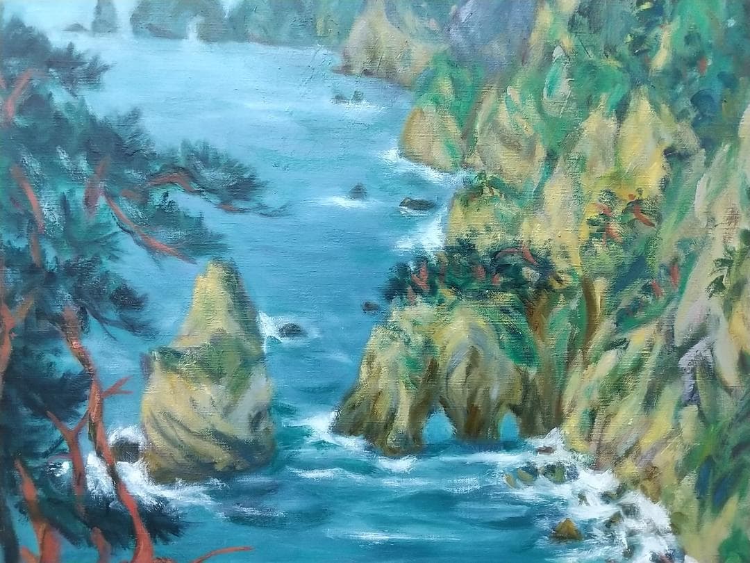 「陸中海岸北山崎」F10 油絵 油彩画 絵画 アート