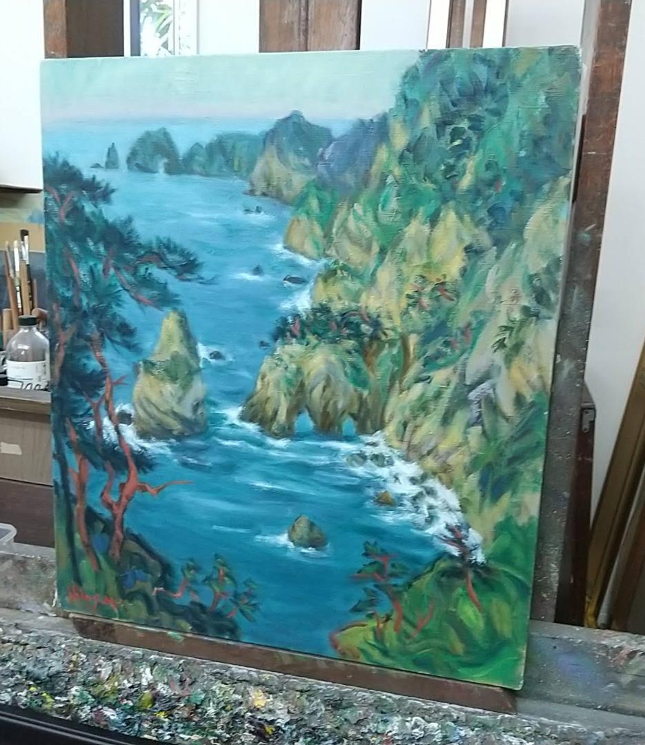 「陸中海岸北山崎」F10 油絵 油彩画 絵画 アート
