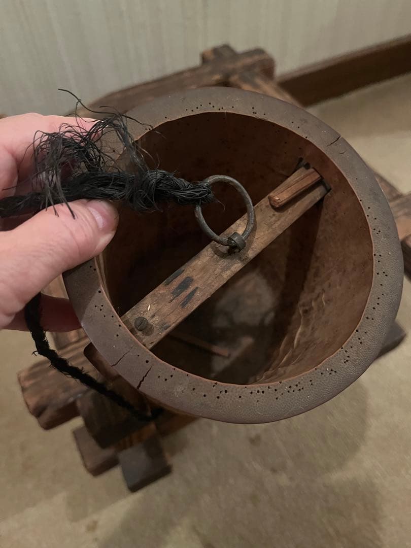 激レアアンティーク　井戸桶　井戸のオブジェ　茶道具　茶室　つるべ井戸　手汲井戸