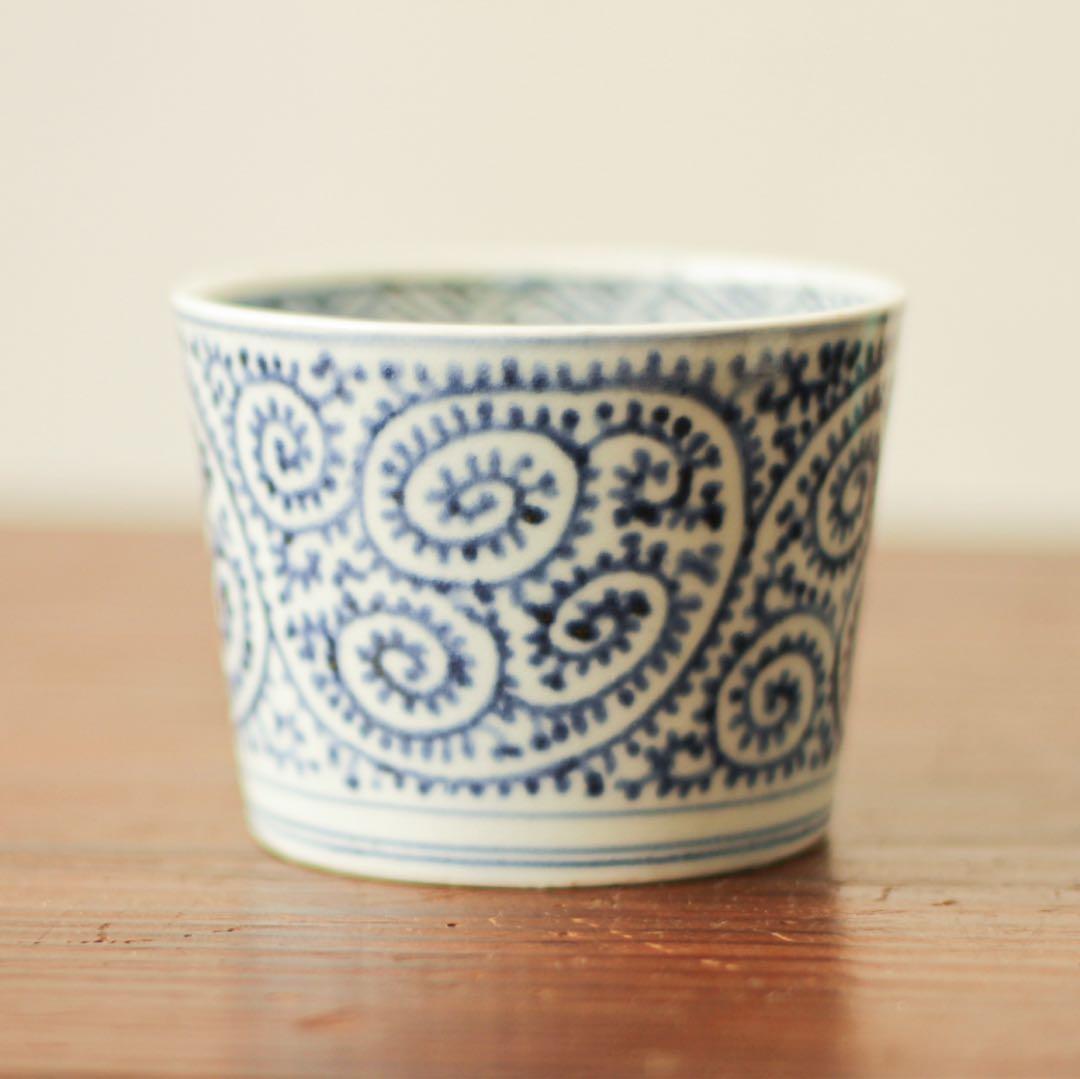 伊万里　古伊万里　江戸　後期　幕末　蕎麦猪口　総柄　蛸唐草　蛇の目　高台