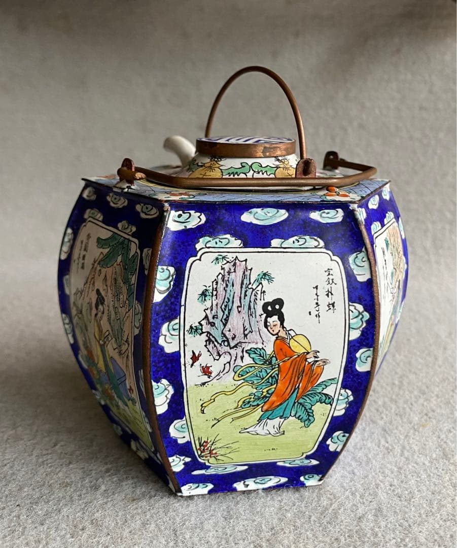 【中国・大明宣徳】美人画／六角酒器・ちろり