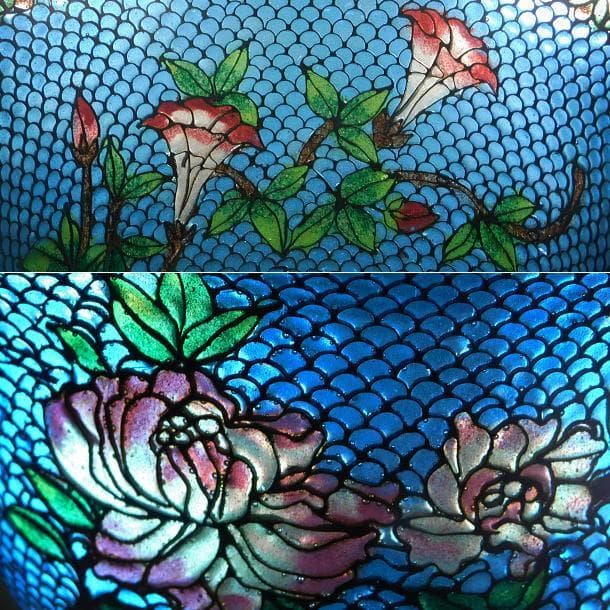 【中国古玩　唐物　透胎七宝　藍彩牡丹蝶紋　覆輪縁碗（茶碗）】№５