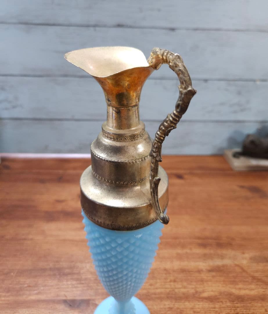 フランスアンティーク オパリンガラス 花瓶 ピッチャー 一輪挿し 花器