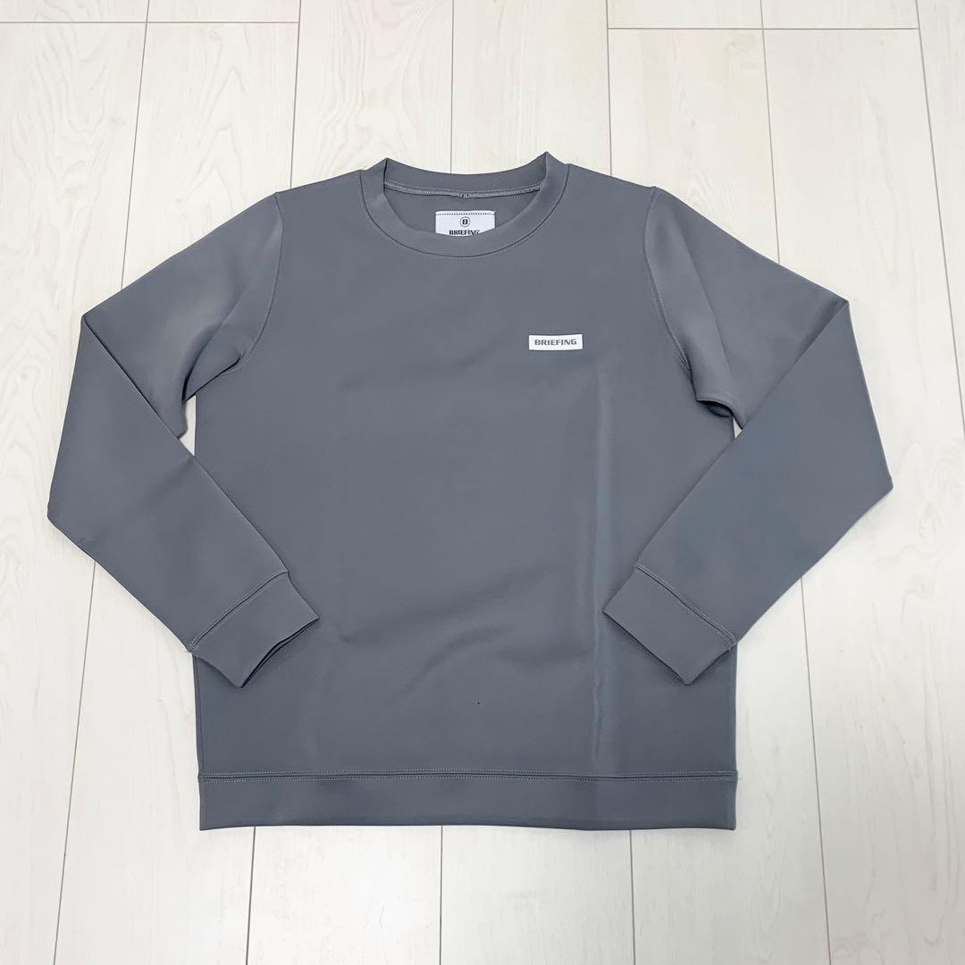 【超美品】ブリーフィング ゴルフ 3D ロゴ クルーネック プルオーバー グレー