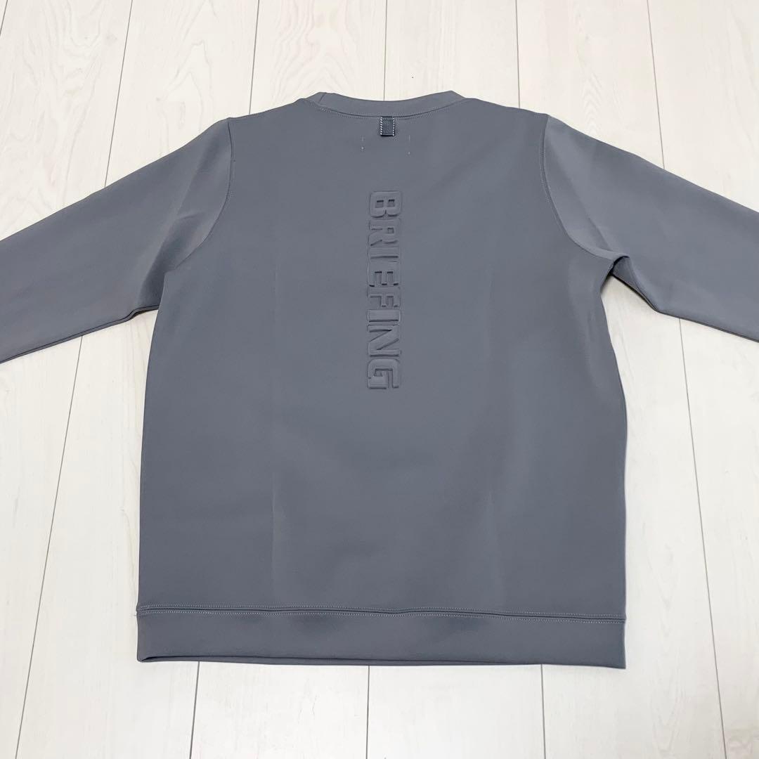 【超美品】ブリーフィング ゴルフ 3D ロゴ クルーネック プルオーバー グレー