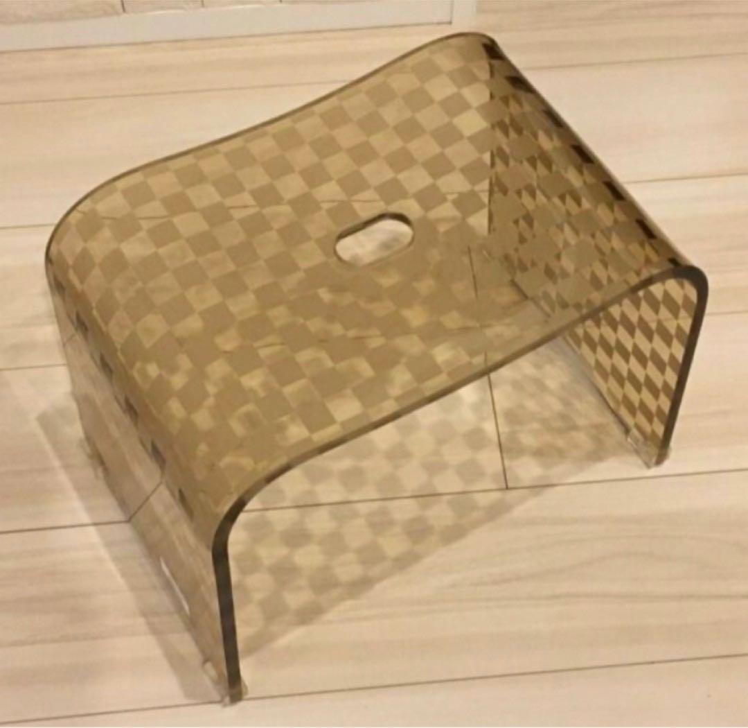 お得◎新品未使用　アクリル　バスチェア　センコー　チェッカー　L カフェオレ