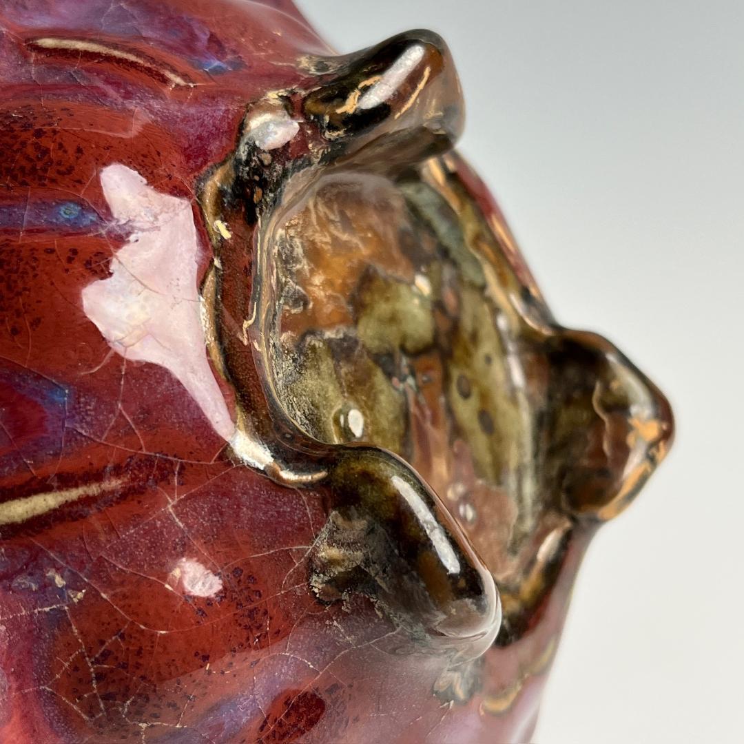 鈞窯 玫瑰紫釉陵花鼓釘三足洗 款 唐物 中国古玩 中国美術 A802sm