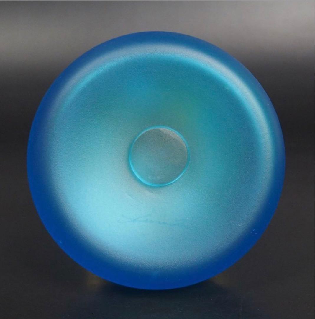 送料無料現代ガラス芸術界の巨匠『黒木国昭』作金彩象嵌ガラス花器『光琳金彩手付』