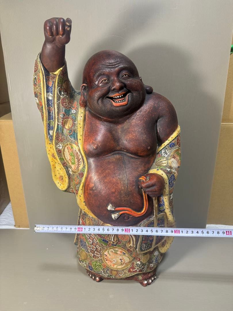 2306 九谷焼　布袋　縁起物 七福神 置物 特大　高60cm  神仏物 時代物