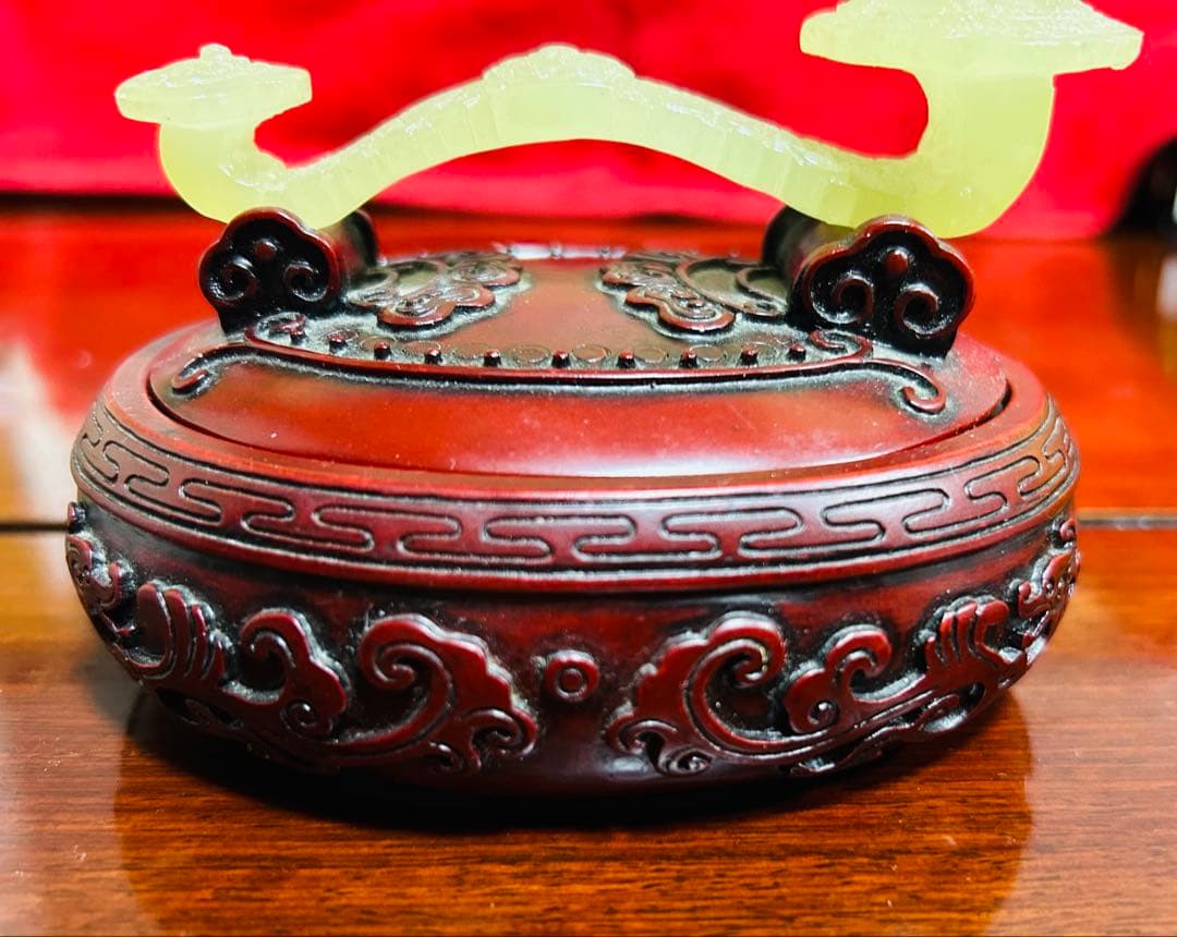 清時代　骨董品 朱肉　玉如意