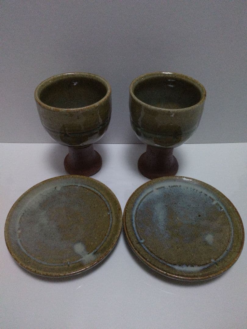 白萩盛皿 陶器カップと皿セット