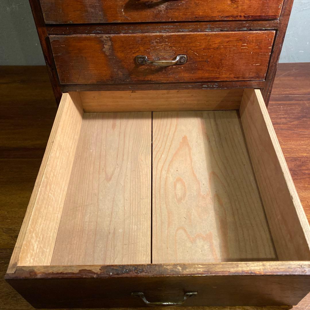 時代物 虫喰い 五段小引き出し 大正 昭和初期 小家具 古民家 骨董品 時代箪笥