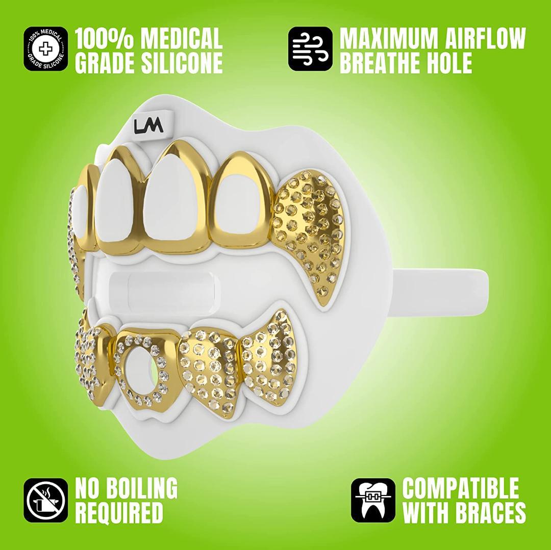 【特価】Loudmouth3Dクローム グリルズブリン ホワイト／ゴールド