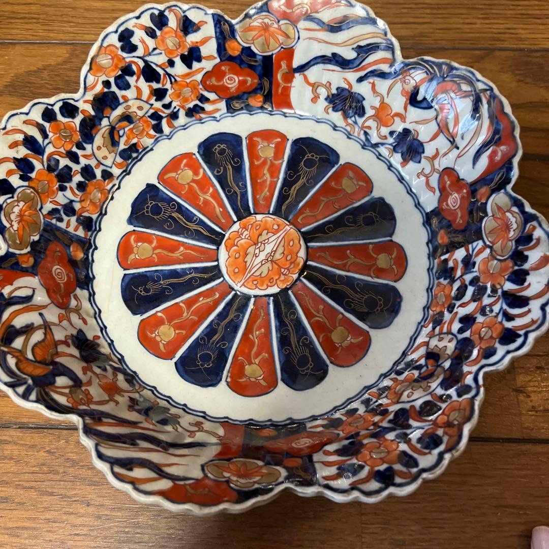 期間限定最終処分特価　逸品古伊万里色絵超力作大鉢と中鉢変形フリル鉢素敵すぎる名品