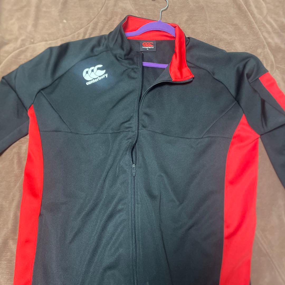カンターベリーラグビーウォームアップウェア 黒/赤 ジップアップ大きいサイズ