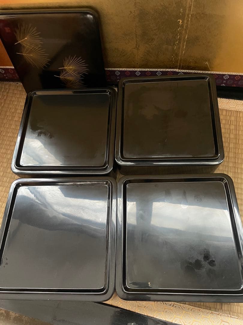 福久勝利 (造) 輪島塗 沈金　三段重 共箱 茶道具 会席 漆芸 木工芸