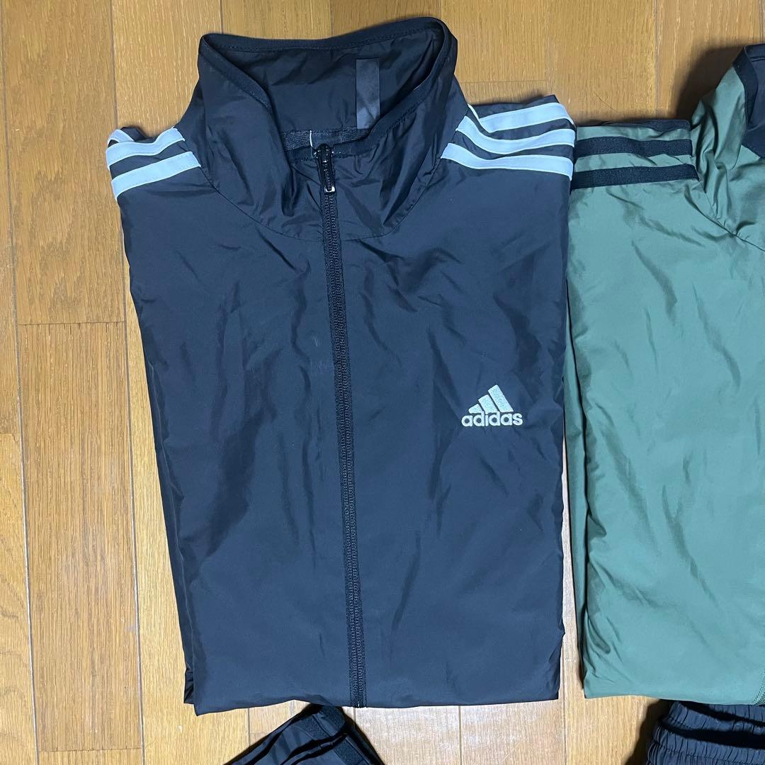 adidas ウィンドブレーカー上下セット 黒 オリーブ