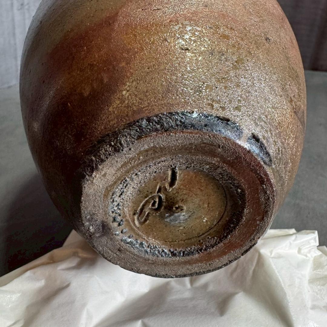 【備前焼】清水千代市 作 丹波花瓶 共箱付き 信楽焼風 花器 一点物