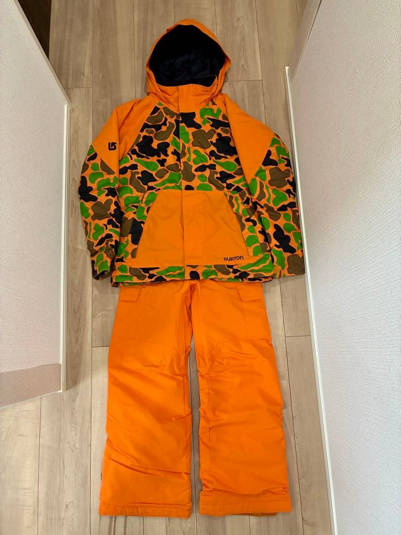 BURTON スキーウェア 上下 キッズ L 150cm オレンジ 迷彩柄