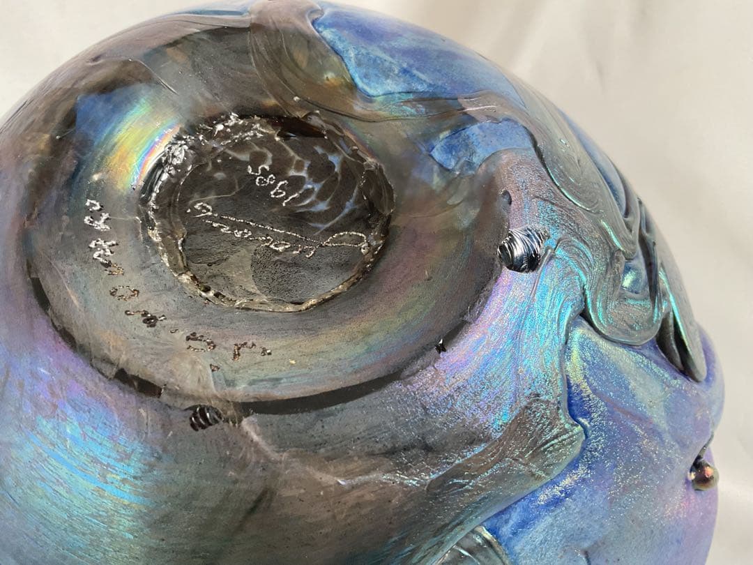 ジャンクロードノヴァロ(仏)1985年フラワーベース(ガラスアート・オブジェ)