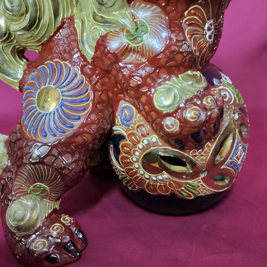 九谷焼　夫婦獅子 対獅子