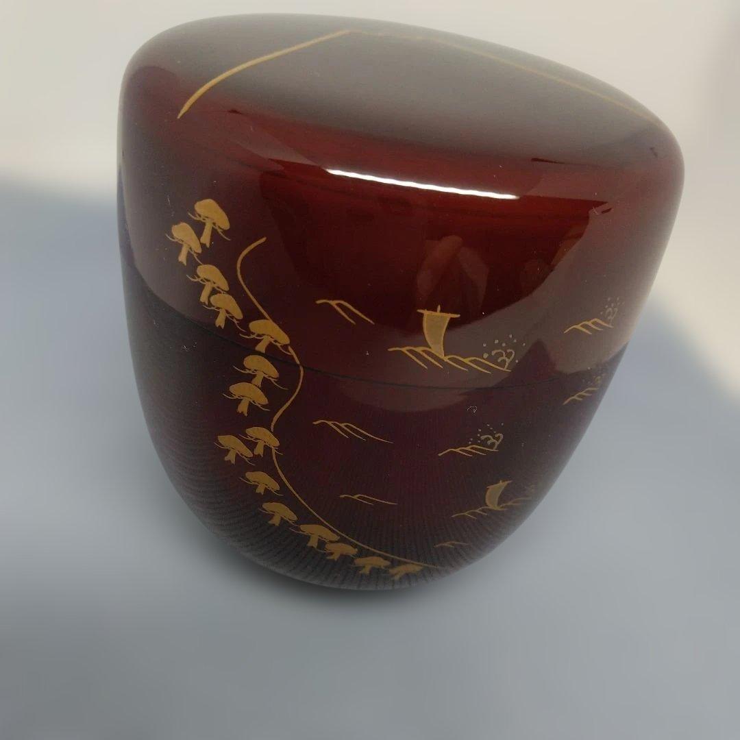 田中宗凌 作 「富士」 溜塗 中棗 共箱 新品未使用品
