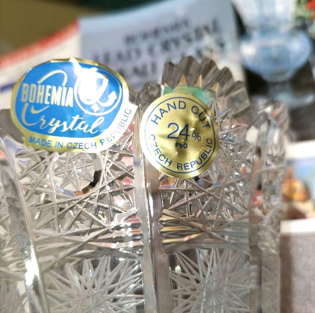 【新品未使用品】ヴィンテージ チェコ ボヘミアクリスタル HAND CUT花瓶