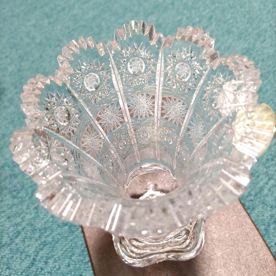 【新品未使用品】ヴィンテージ チェコ ボヘミアクリスタル HAND CUT花瓶