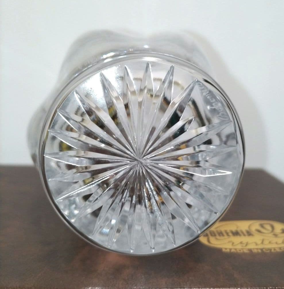 【新品未使用品】ヴィンテージ チェコ ボヘミアクリスタル HAND CUT花瓶