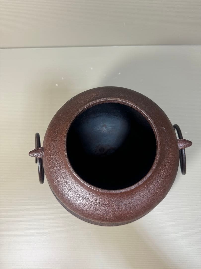 2248 茶道具 人間国宝 釜師 高橋敬典作 真形羽釜 鐶付