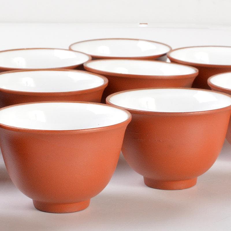 煎茶道具　紫砂　朱泥　内白釉　煎茶碗　20客まとめて　N　6233