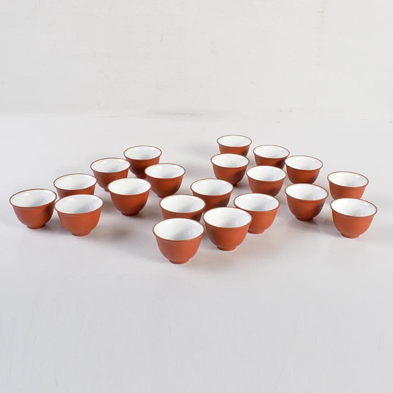 煎茶道具　紫砂　朱泥　内白釉　煎茶碗　20客まとめて　N　6233