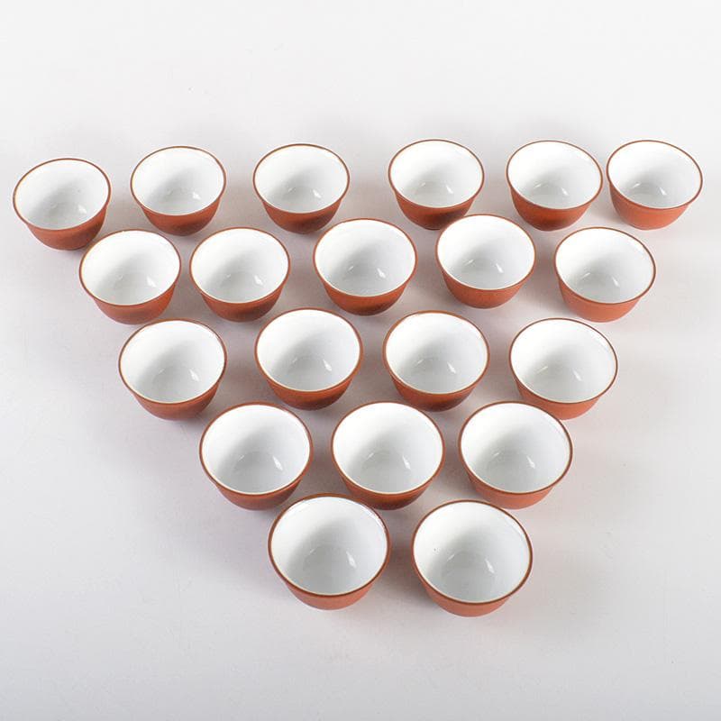 煎茶道具　紫砂　朱泥　内白釉　煎茶碗　20客まとめて　N　6233