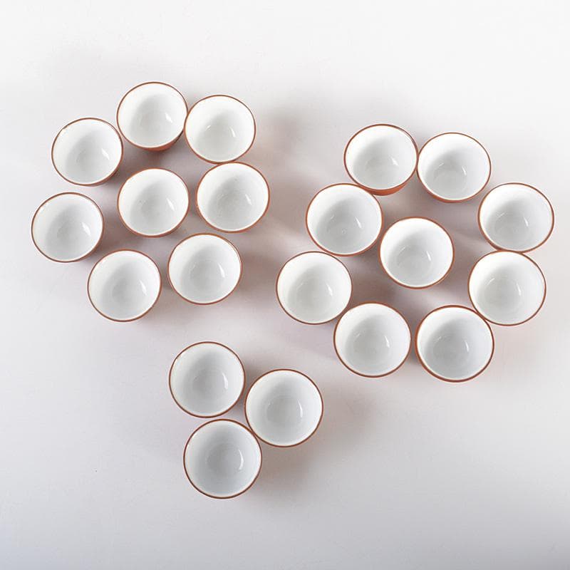 煎茶道具　紫砂　朱泥　内白釉　煎茶碗　20客まとめて　N　6233