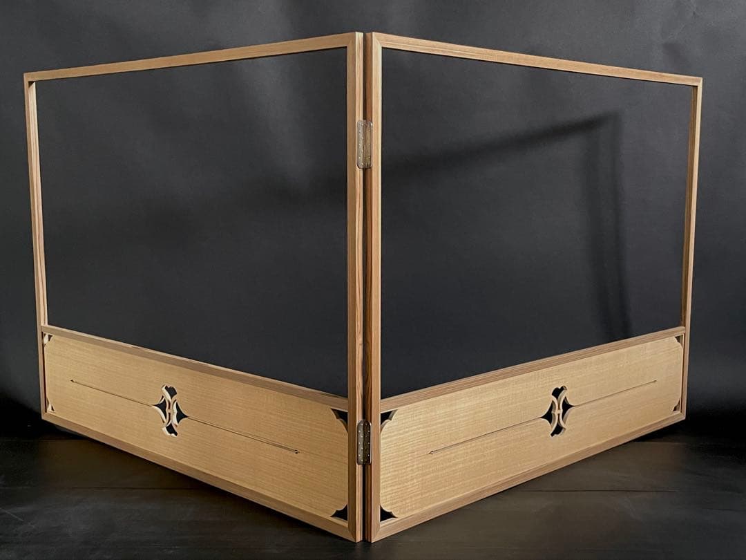 【美品 高級品質】「母」 杉 檜 腰風炉先 風炉先屏風 共布 タトウ（128②）