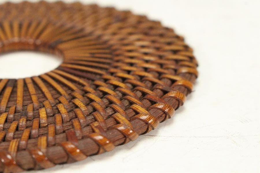 煎茶 古竹藤網 円形 瓶敷 大小 六件 まとめて(K-A908)