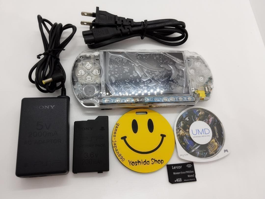 PSP 3000 すぐ遊べるセット【美品・カスタム】スケルトン　オプション追加