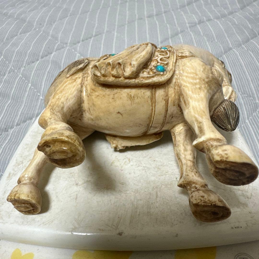 美品　馬　緑松石象嵌　装飾細密彫刻　縁起物　置物　時代物　古玩骨董品アンティーク