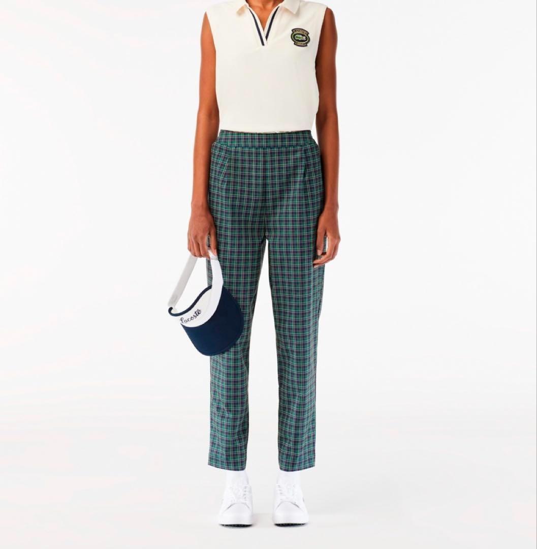 新品 タグ付 ラコステ ゴルフ パンツ チェック柄 レディース XL ◎