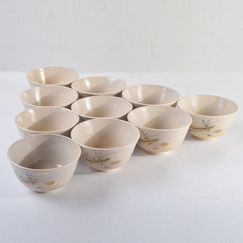 茶道具　八世乾山　山本如仙造　色絵金彩　数茶碗　十客　共箱　M　R9425B